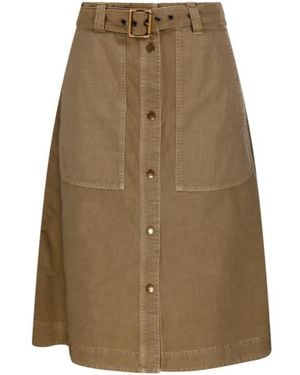 Moncler Belted Midi Skirt - Natural