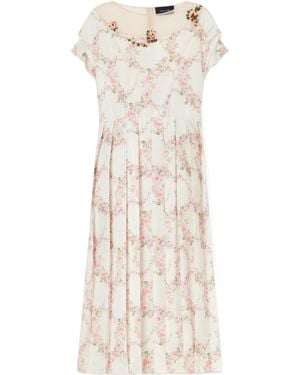 Simone Rocha Floral-Printed Midi Dress - Natural