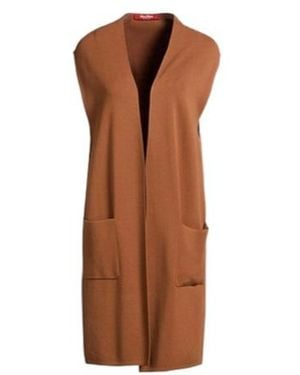 Max Mara Solid-Color Sleeveless Knitted Cardigan - Brown