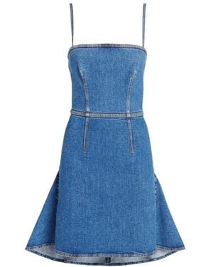 McQueen Spaghetti Strap Denim Mini Dress - Blue