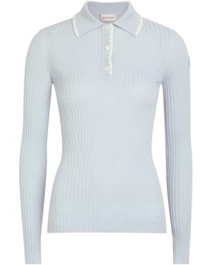 Moncler Long-Sleeve Polo Shirt - Blue