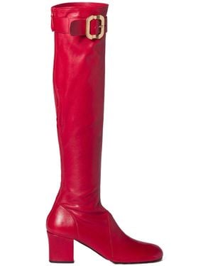 Miu Miu Nappa Leather Boots With Buckle - Red