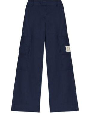 Off-White c/o Virgil Abloh Logo Patch Wide Leg Trousers - Blue