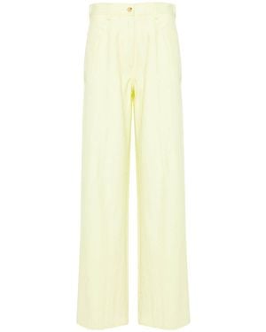 forte_forte High-Waisted Casual Trousers - Yellow