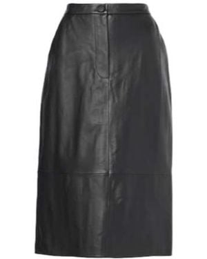 Yves Salomon Leather Midi Skirt - Grey