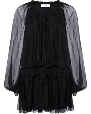 Chloé Ruffled Draped Silk Minidress - Black