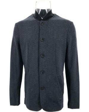 Armani Collezioni Small Collar Long-Sleeved Casual Jacket - Blue