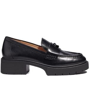 COACH Leah Chunky Sole Leather Loafers - Black