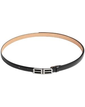 Balenciaga Logo Plaque Thin Belt - White