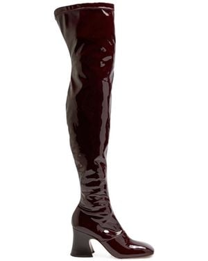 Chloé Janis Glossed-Leather Over-The-Knee Boots - Brown