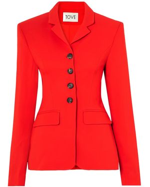 TOVE Merl Buttoned Flap-Pocket Blazer - Red