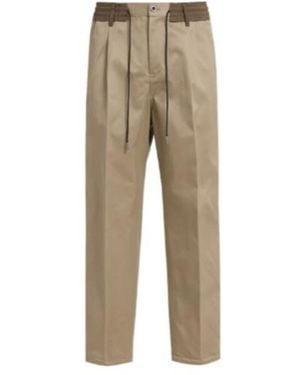 Sacai Wide Trousers With Drawstring - Natural