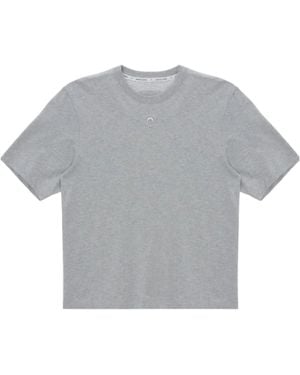 Marine Serre Logo Embroidered Crewneck T-Shirt - Grey