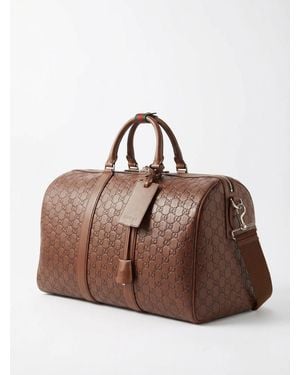 Gucci Gg Emblem Medium Duffle Bag, Leather - Brown