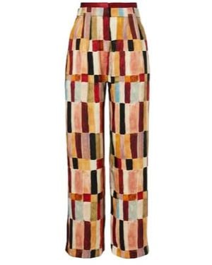 ALÉMAIS Printed Linen And Silk Palazzo Trousers - Orange