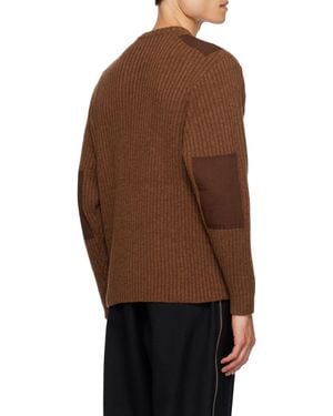 Undercover Rib Knitted Long-Sleeved Jumper - Brown
