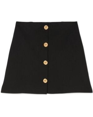 Versace Medusa A-Line Wool Skirt - Black