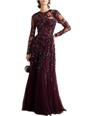 Zuhair Murad Embellished Tulle Gown - Red