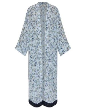 Zadig & Voltaire Floral Printed Fringed Kimono - Blue