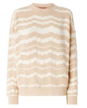 Missoni Crewneck Pullover With Tone-On-Tone Zigzag - Natural
