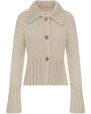 KHAITE Takeo Ribbed Cropped Cardigan - White