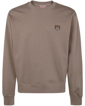 KENZO Logo Patch Crewneck Sweatshirt - Brown