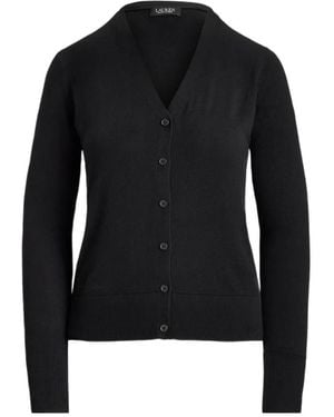 Ralph Lauren V-Neck Button-Front Cardigan - Black
