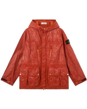Stone Island Hooded Jacket With Multiple Pockets - Red