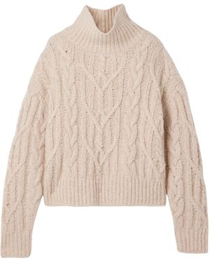 Nili Lotan Fairiny Cable Knit Turtleneck Jumper - Natural