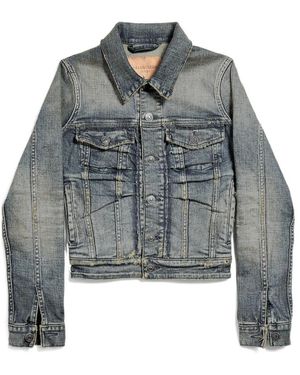 Balenciaga Ruched Denim Jacket - Gray