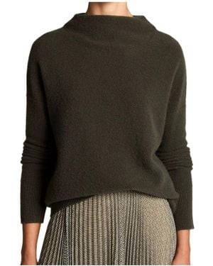 Vince Plush Cashmere Funnel-Neck Sweater - Green
