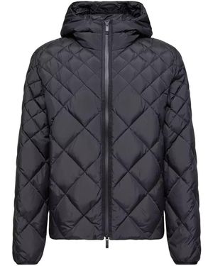Moncler Merak Geometric-Quilted Hooded Short Down Jacket - Grey