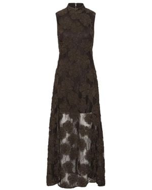 ROTATE BIRGER CHRISTENSEN Floral Embroidered Sleeveless Dress - Black