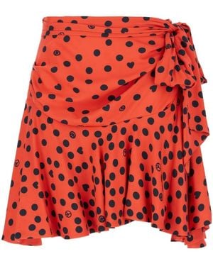 Moschino Polka-Dot Ruffle-Hem Mini Skirt - Red