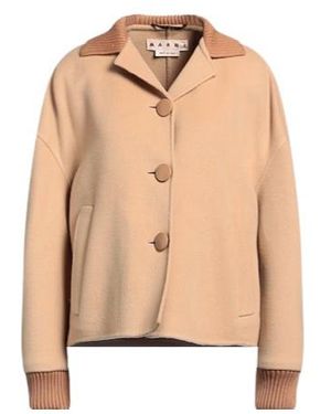 Marni Twotone Singlebreasted Coat - Natural