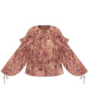 Isabel Marant Chalis Mandala-Print Gathered Blouse - Pink