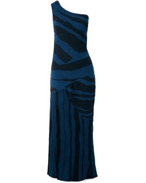 Donde Esteban Magdalena One-Shoulder Ribbed Cotton Maxi Dress - Blue