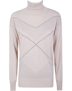 D.exterior High Neck Intarsia Knitwear - Multicolour