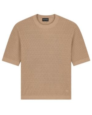 Emporio Armani Chevron Jacquard Knit Jumper - Natural