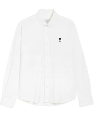 Ami Paris Ami De Coeur Logo Embroidered Buttoned Shirt - White
