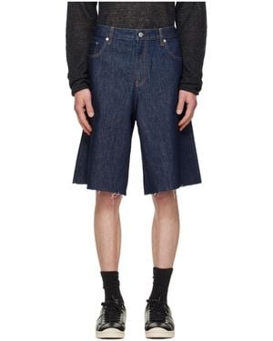 Helmut Lang Frayed Denim Shorts - Blue