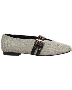 Bibi Lou Buckled Tapered Flat Shoes - Grey