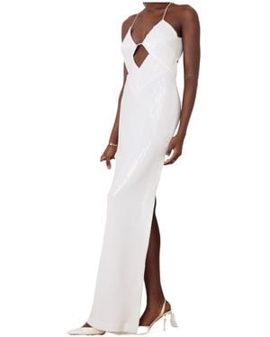 Galvan London Kite Long Dress With Openwork Sequins - White