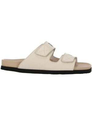 Palm Angels Logo Printed Double Strap Sandals - White