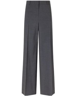 Theory Stretch-Wool Straight-Leg Pants - Gray