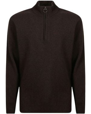 Barbour Holden Tartan-Patch Half-Zip Jumper - Black