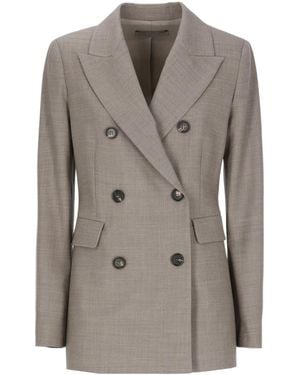 D.exterior Double-Breasted Peak-Lapel Blazer - Grey