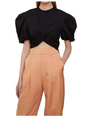 Vince Cropped Knot T-Shirt - Black