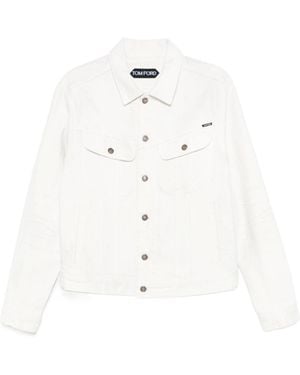 Tom Ford Logo Patch Buttoned Denim Jacket - White