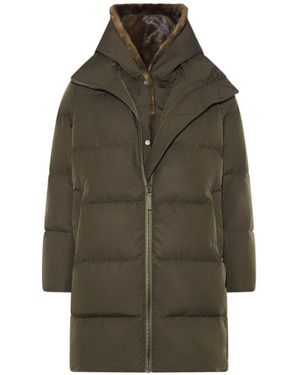 Yves Salomon Long Down Jacket - Green